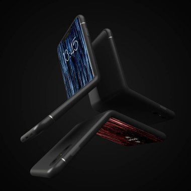 modern tasarım bükülebilir smartphone. brandless telefon tasarımı 3D çizimi.