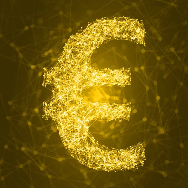 Πυρακτωμένο το σύμβολο του ευρώ με συνδεδεμένες γραμμές. Εικονογράφηση διάνυσμα — Διανυσματικό Αρχείο