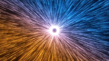 akan parçacıkları ile parlayan yollar sürüsü. 3D çizim.