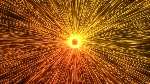Particelle che scorrono brulicano di tracce luminose. Illustrazione 3d . — Foto Stock