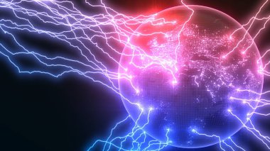 güçlü yıldırımlar toprak metalleri europa yan ve yapar yüzey üzerinde çatlaklar. 3D çizim