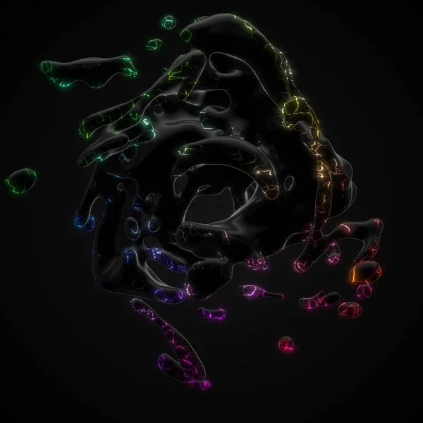 Παράξενη blackfluid κινήσεις χωρίς βαρύτητα. 3D απεικόνιση — Φωτογραφία Αρχείου
