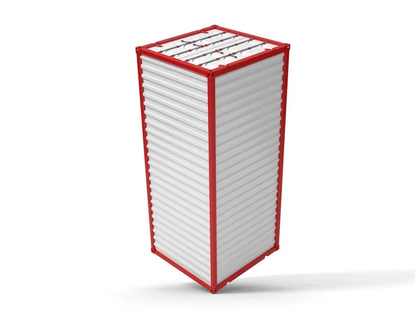 Equilibrado en contenedor de envío de esquina en blanco. ilustración 3d — Foto de Stock