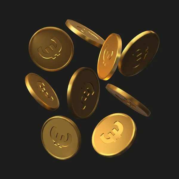 Πτώση χρυσή δολάριο νομίσματα. ρεαλιστική διανυσματικά εικονογράφηση. — Διανυσματικό Αρχείο