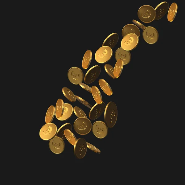 Kapka vody ve tvaru zlaté mince. realistické vektorové ilustrace. — Stockový vektor