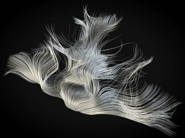 Suavemente em movimento linhas de cabelo branco. ilustração 3d — Fotografia de Stock