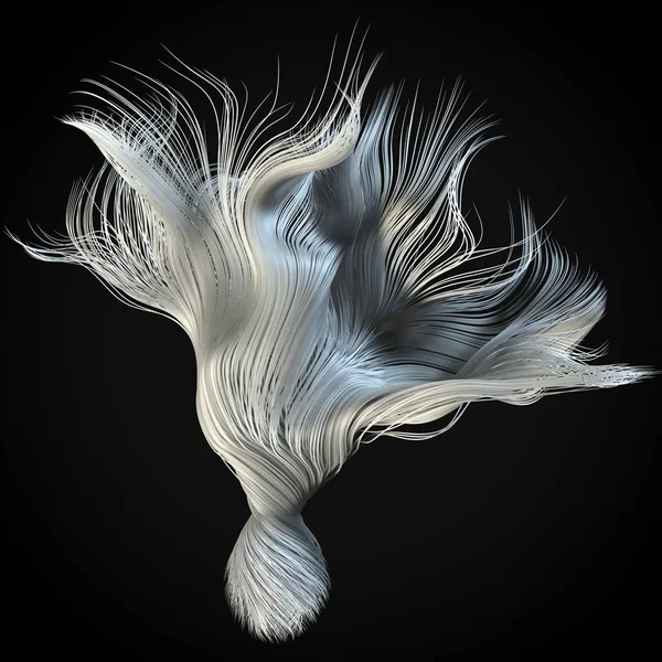 Plynulého přechodu čáry bílé vlasy. 3D obrázek — Stock fotografie