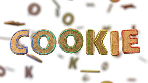 Świąteczne ciasteczka. plik cookie stylu tekstu. ilustracja 3D — Zdjęcie stockowe