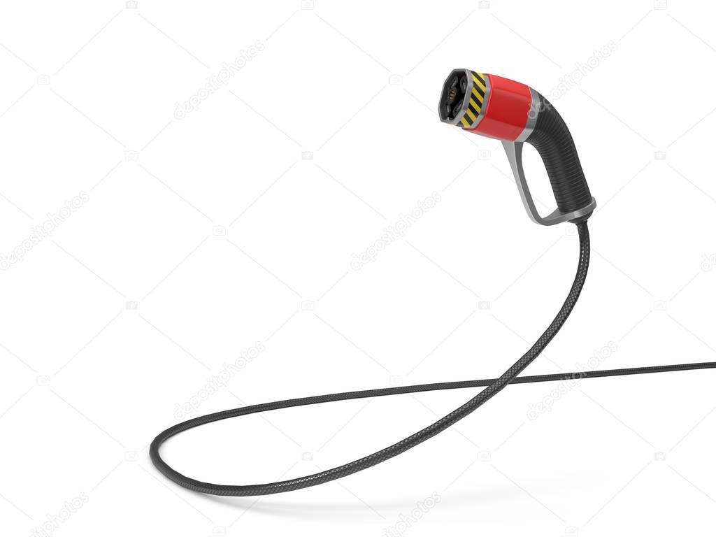 red electric nozzle for electric car and transports. illustration in 3d.