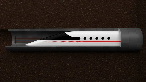 Tren de alta velocidad. diseño conceptual para la levitación magnética y la tecnología de túneles de vacío. ilustración 3d —  Fotos de Stock