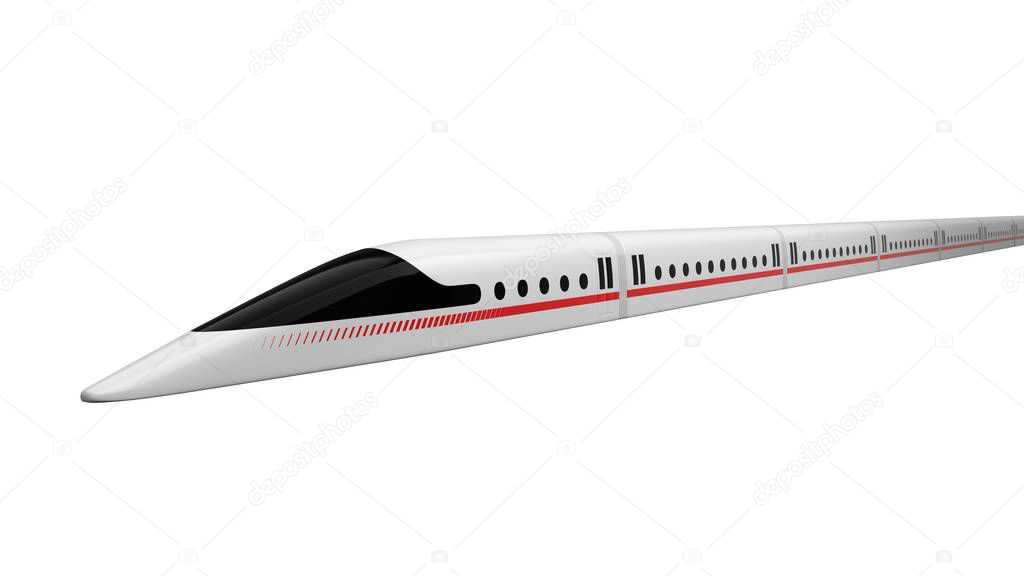high speed train. concept design for magnetic levitation and vacuum tunnel technology. 3d illustration