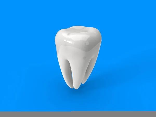 Белые зубы на синем фоне. 3d иллюстрация — стоковое фото