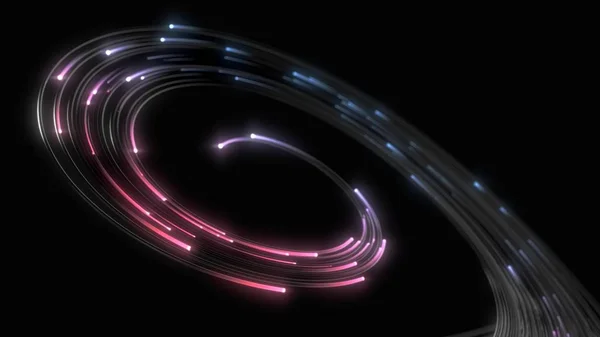 Černý řetězce s zářící růžové a modré hlavy ve tmě. 3D obrázek — Stock fotografie
