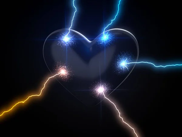 Power of love. concept with lightning on heart. 3d illustration — Stock Fotó