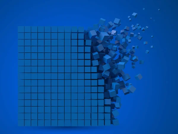 Quadratischer Datenblock im 3D-Pixelstil. aus blauen Würfeln. dreidimensionale Vektorabbildung. — Stockvektor