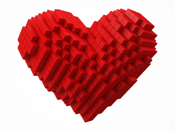 Hartvormige Gegevensblok Gemaakt Met Rode Blokjes Pixel Stijl Vectorillustratie Geschikt — Stockvector