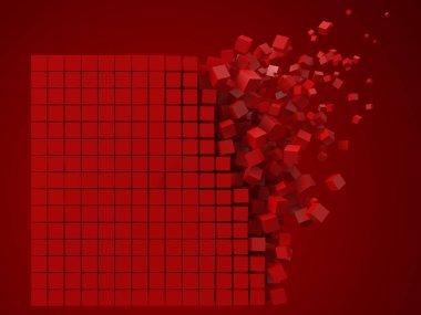3d pixel style square data block. made with red cube blocks. three dimensional vector illustration.