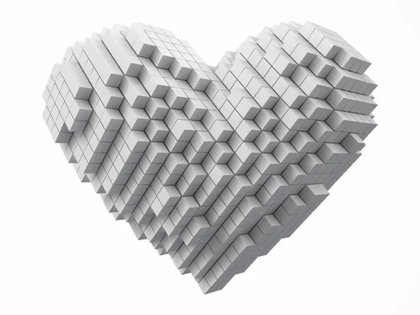 Heart shaped data block. made with cubes. 3d pixel style vector illustration. — Stock Vector