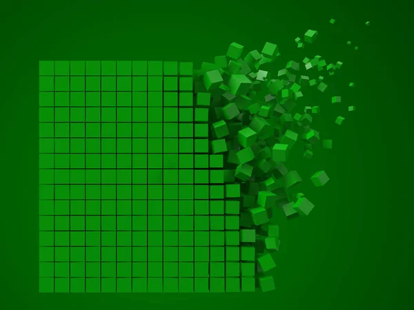 3D-s stílus négyzetes képpontadatok blokk. zöld kocka tömb készült. három dimenziós vektor-illusztráció. — Stock Vector