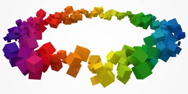 renkli küpler halka ücretsiz ile merkezi vardır. 3D stil vektör çizim.