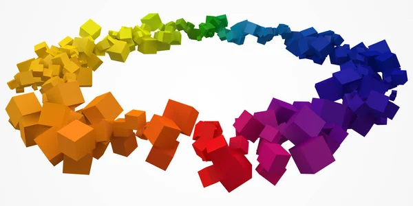 Anneau cubes colorés avec gratuit sont au centre. Illustration vectorielle de style 3D . — Image vectorielle