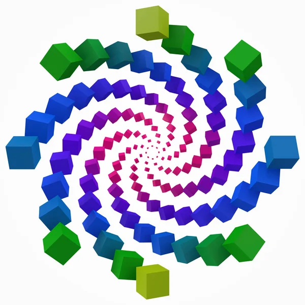 Cubos de colores remolino. 3d pixel estilo vector ilustración . — Archivo Imágenes Vectoriales