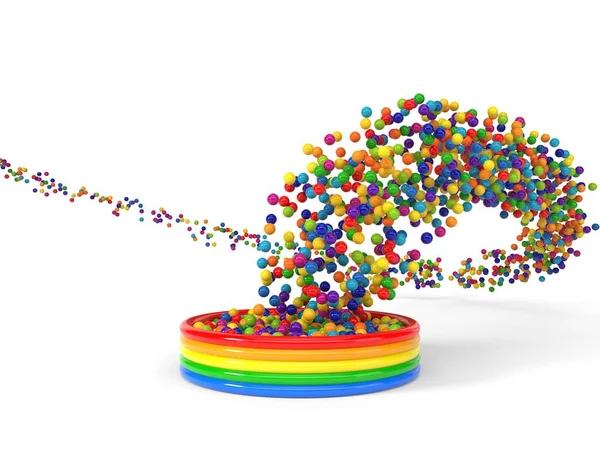 Plastikbälle füllen ein Kinderbecken. 3D-Illustration — Stockfoto