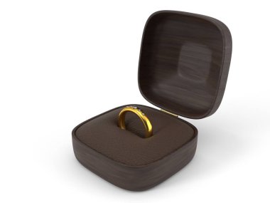 kutuda altın alyans. 3d illüstrasyon