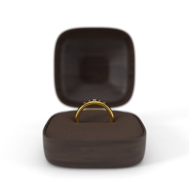 kutuda altın alyans. 3d illüstrasyon