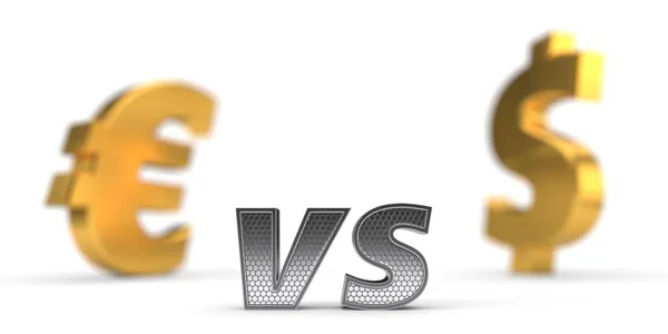 Pojetí ekonomické války. Euro versus dolar. 3D ilustrace — Stock fotografie
