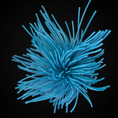 havada akan mavi dizeleri. Siyah arka plan ile 3d illüstrasyon