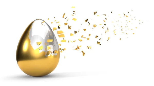 Yumurta üzerinde boya kırma. 3d illüstrasyon, beyaz izole — Stok fotoğraf