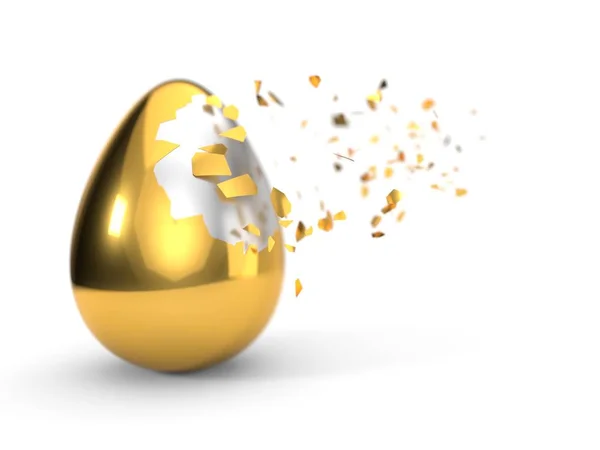 Törés festék tojáson. 3D illusztráció, fehérre elkülönítve — Stock Fotó
