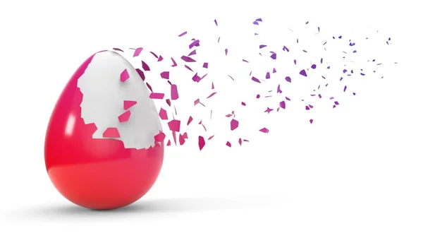 Farba szczelinowania na jajku. ilustracja 3D, na białym tle — Zdjęcie stockowe