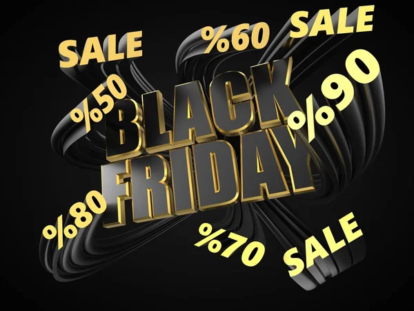 black friday text with small words covering it. sale texts rises from background. 3d illustration