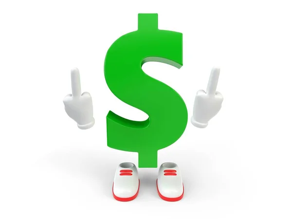 Personagem moeda dólar no fundo branco. ilustração 3d — Fotografia de Stock