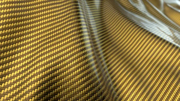 golden Carbon fiber cloth wave. 3d illustration