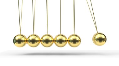 Altın toplarla Newton'un Beşiği. 3d illüstrasyon