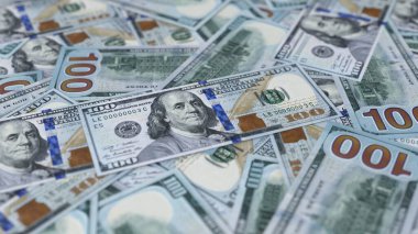 Dolar banknotları yere saçıldı. Para, ekonomi, finans ve banka temaları için uygun. 3B illüstrasyon