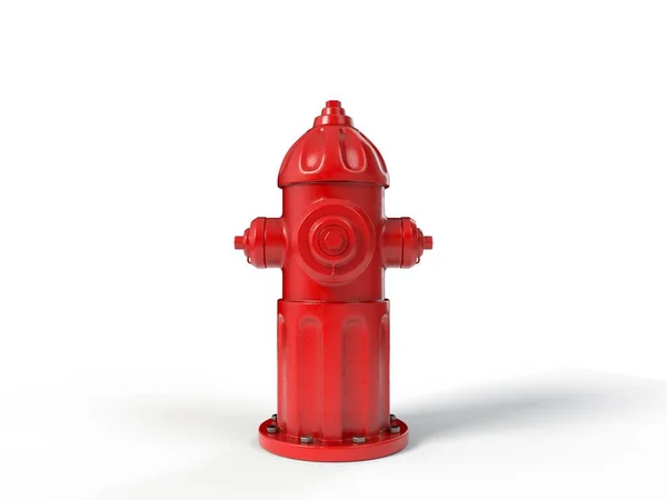 赤い消火栓白い背景に隔離されています 3Dイラスト — ストック写真