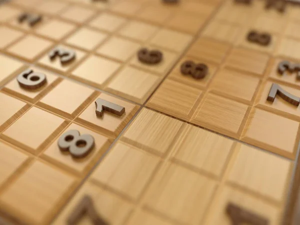 Sudoku Auf Holzbrett Illustration Geeignet Für Brettspiele Und Sudoku Themen — Stockfoto