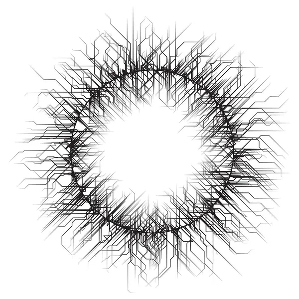 Circular Portal Effect Linear Tech Lines Vector Graphic — Stock Vector