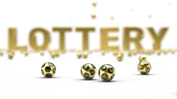 Gouden Loterij Ballen Met Tekst Achtergrond Illustratie Geschikt Voor Loterij — Stockfoto