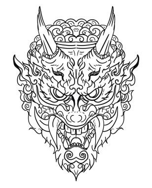 Thailand Demon mask and face vector.Thai art traditional tattoo design.Line Thai is Thailand Style and Tattoo design. vector Thailand Demon mask and face vector.Thai art traditional tattoo design.Line Thai is Thailand Style and Tattoo design. vector