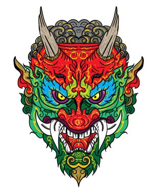 Thailand Demon mask and face vector.Thai art traditional tattoo design.Line Thai is Thailand Style and Tattoo design. vector Thailand Demon mask and face vector.Thai art traditional tattoo design.Line Thai is Thailand Style and Tattoo design. vector