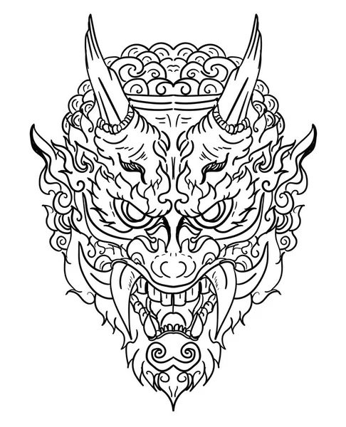 Thailand Dämonenmaske Und Gesicht Vector Thai Art Traditionelles Tätowierungs Design — Stockvektor