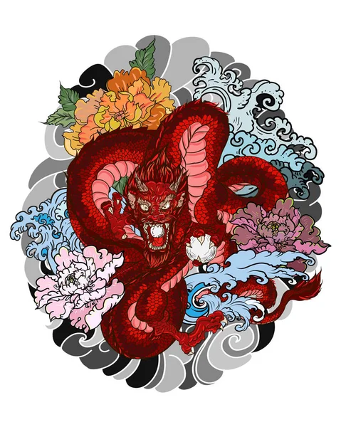 Download Hand Drawn Dragon Tattoo Coloring Book Japanese Style Japanese Old Dragon For Tattoo Traditional Asian Tattoo The Old Dragon Vector Stock Images Page Everypixel