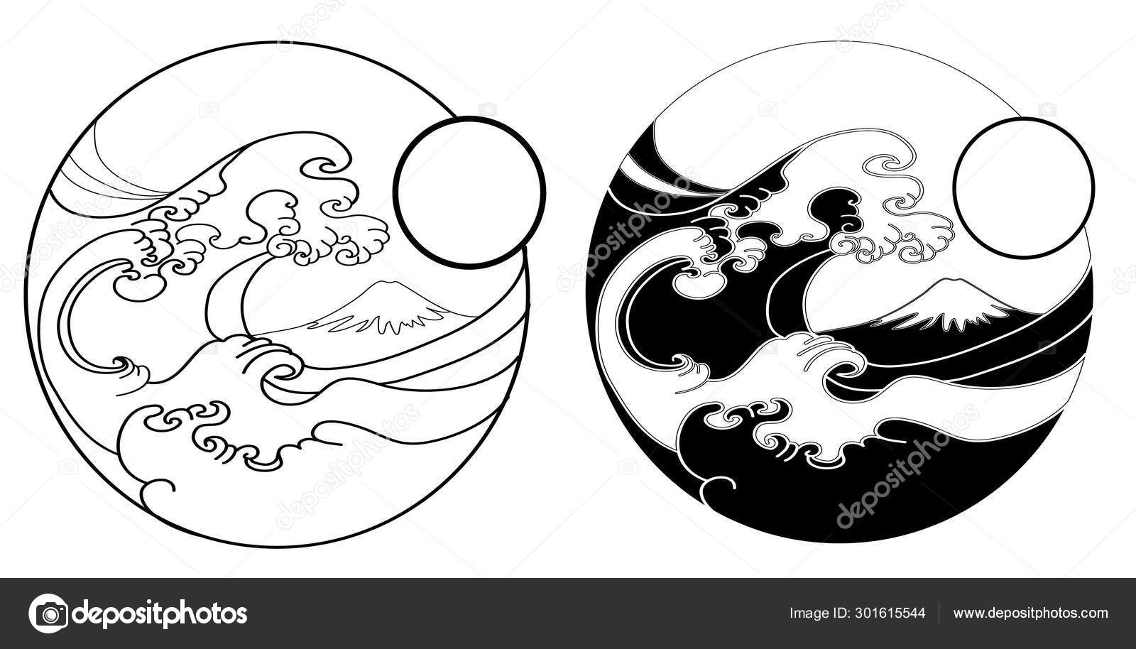 Cloud Background Tattoo Japanese Wave Tattoo Design Chinese Cloud Arm Stock Vector by ©nipatsara 301615544