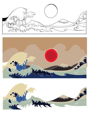 dövme için bulut arka plan. Japon dalga dövme tasarımı. Kol için Çin bulutu