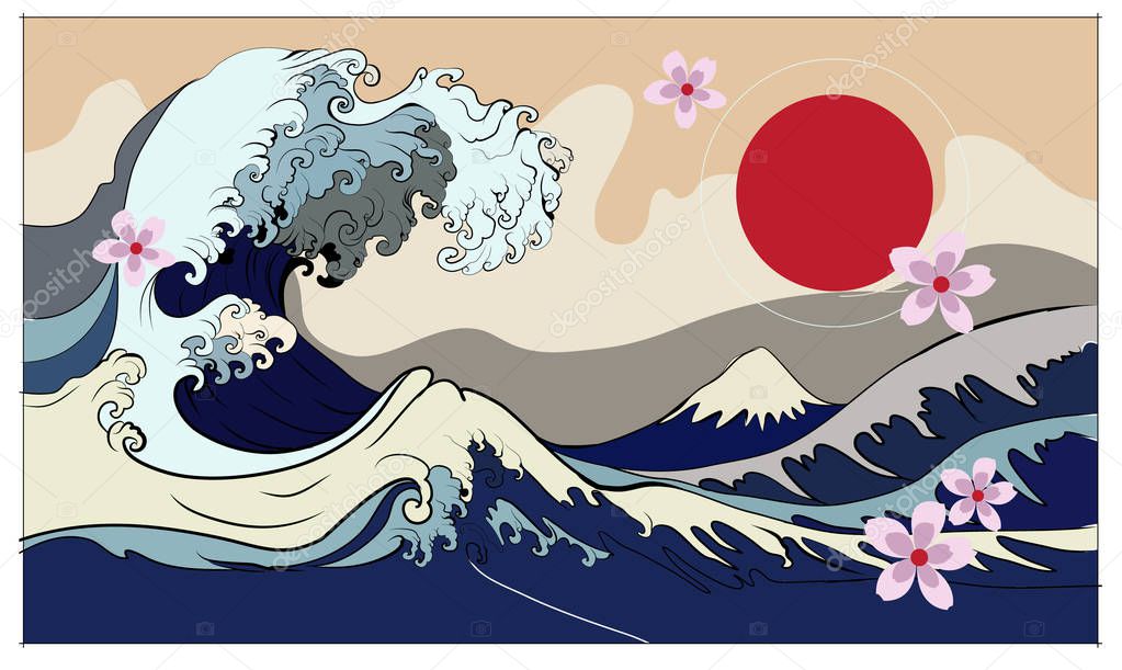 cloud background for tattoo.Japanese wave tattoo design.Chinese cloud for arm